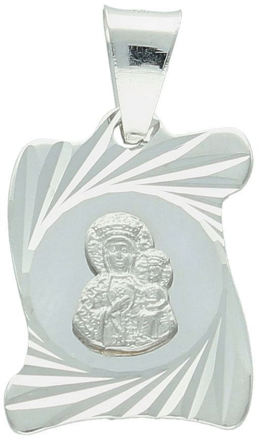 Zawieszka srebrna próby 925 Matka Boska z Dzieciątkiem na blaszce. Wymiary 2,5x1,5 cm, waga 2,06 g. Piękny, duchowy talizman i prezent.1.jpg