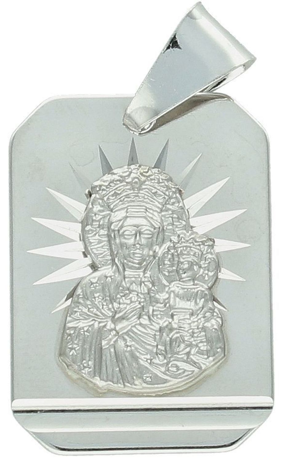 Srebrny medalik prostokątny Matka Boska z Dzieciątkiem – srebro 925  Prezent na chrzest, komunię, bierzmowanie (2).jpg