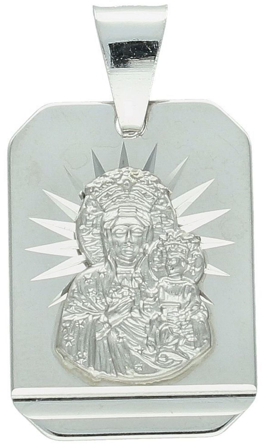 Srebrny medalik prostokątny Matka Boska z Dzieciątkiem – srebro 925  Prezent na chrzest, komunię, bierzmowanie (2).jpg