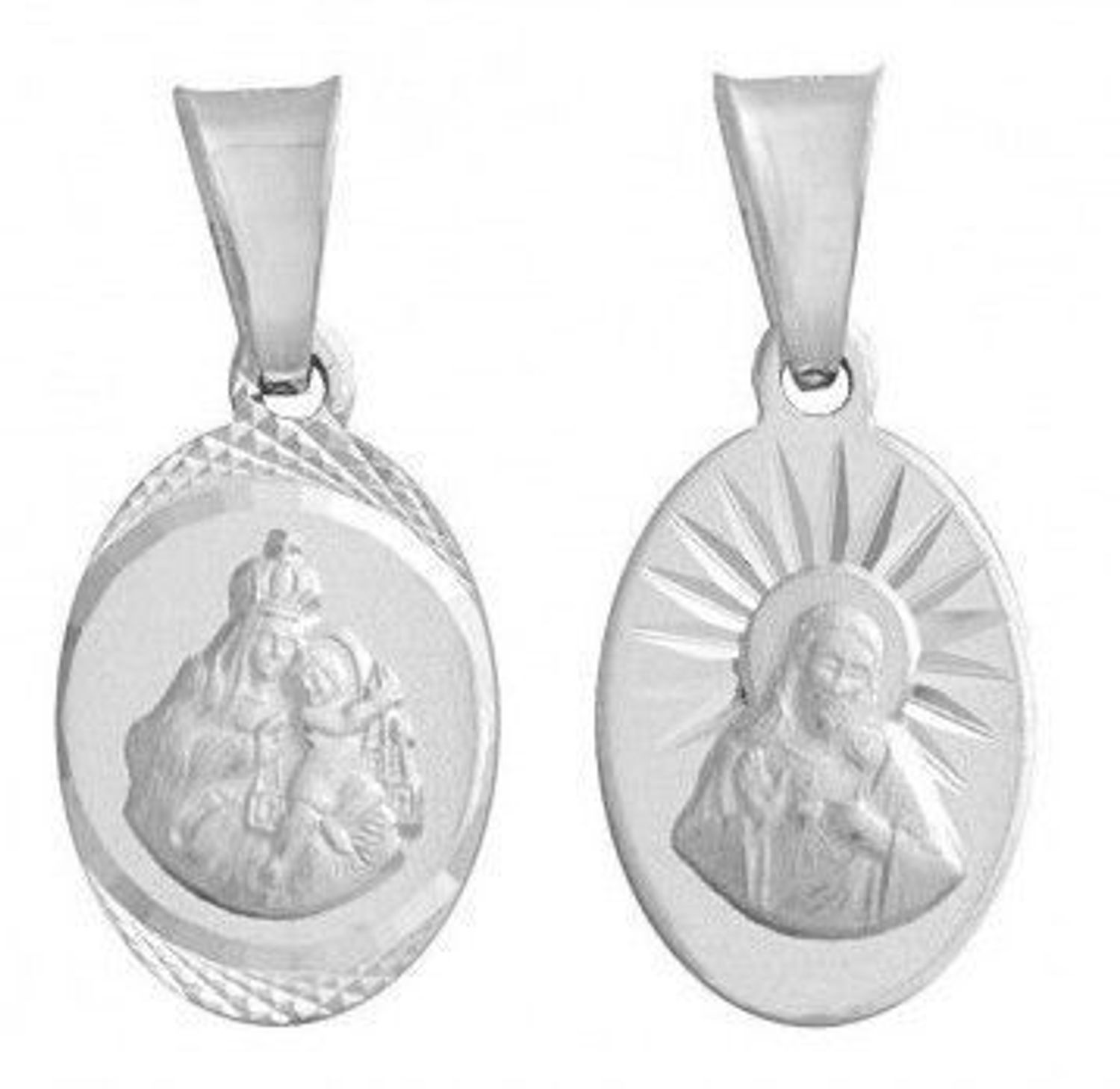 Srebrny medalik owalny dwustronny Szkaplerz DIA-ZAW-GMD110-925. Dwustronny medalik święty. Medalik srebrny szkaplerz. Medalik srebrny dwustronny. Medalik srebrny na komunię. Medalik srebrny na prezent..jpg