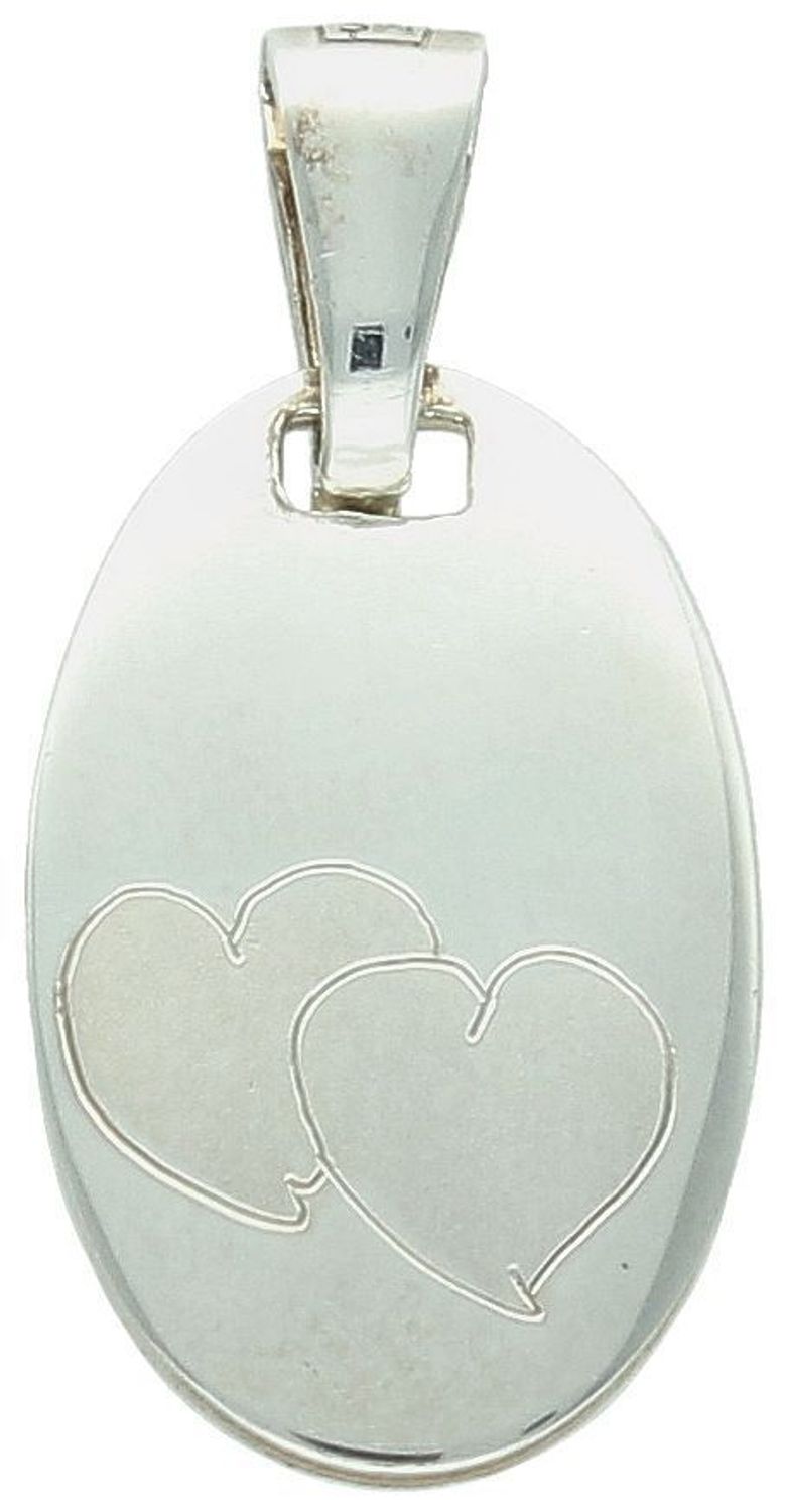 Zawieszka damska blaszka owalna z dwoma serduszkami próba 925, DIA-ZAW-JULKA-6-925 Owalna blaszka ozdobiona dwoma subtelnymi serduszkami to wyjątkowy symbol miłości,1.jpg