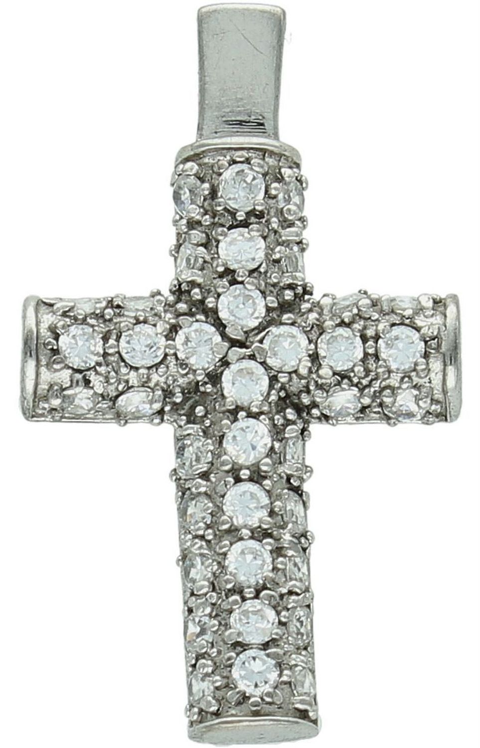 Krzyż damski srebrny 925 DIA-ZAW-KRZYZ-925 – cały zdobiony cyrkoniami. Wymiary 3,2 x 1,9 cm, waga 4,09 g. Elegancka zawieszka z przesłaniem – idealna na prezent.1.jpg