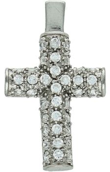 Krzyż damski srebrny 925 DIA-ZAW-KRZYZ-925 – cały zdobiony cyrkoniami. Wymiary 3,2 x 1,9 cm, waga 4,09 g. Elegancka zawieszka z przesłaniem – idealna na prezent.1.jpg