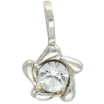 Subtelna srebrna zawieszka próby 925 w kształcie kwiatka, ozdobiona jedną cyrkonią. Delikatna biżuteria idealna na prezent.1.jpg