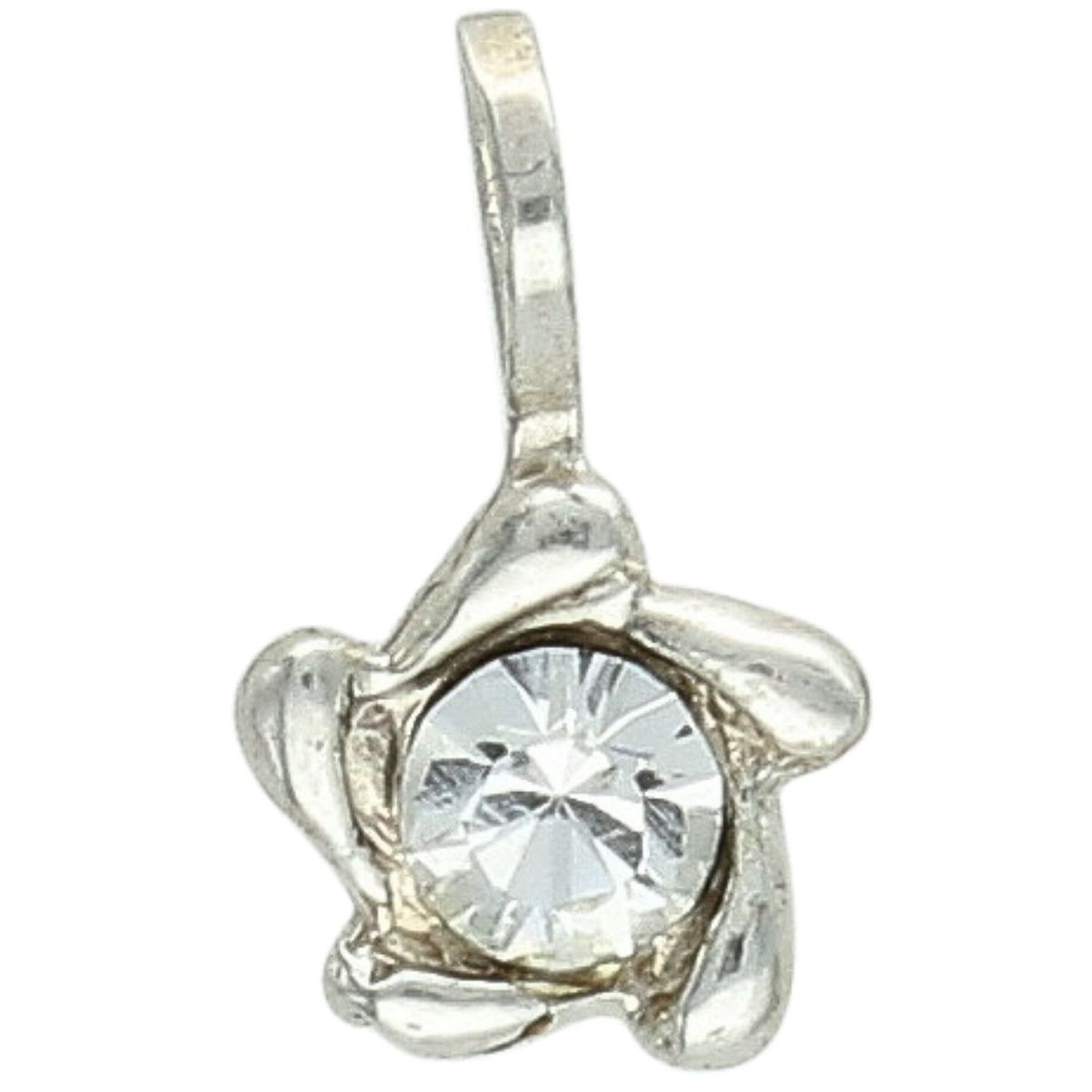 Subtelna srebrna zawieszka próby 925 w kształcie kwiatka, ozdobiona jedną cyrkonią. Delikatna biżuteria idealna na prezent.1.jpg