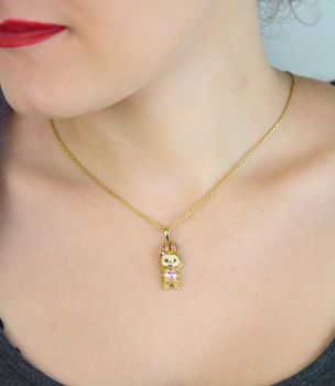 Zawieszka złota 585 Labubu zdobiona różowymi i złotymi cyrkoniami. Elegancka i oryginalna biżuteria o wadze 2,89 g. Idealna na prezent dla wyjątkowej kobiety (3).JPG