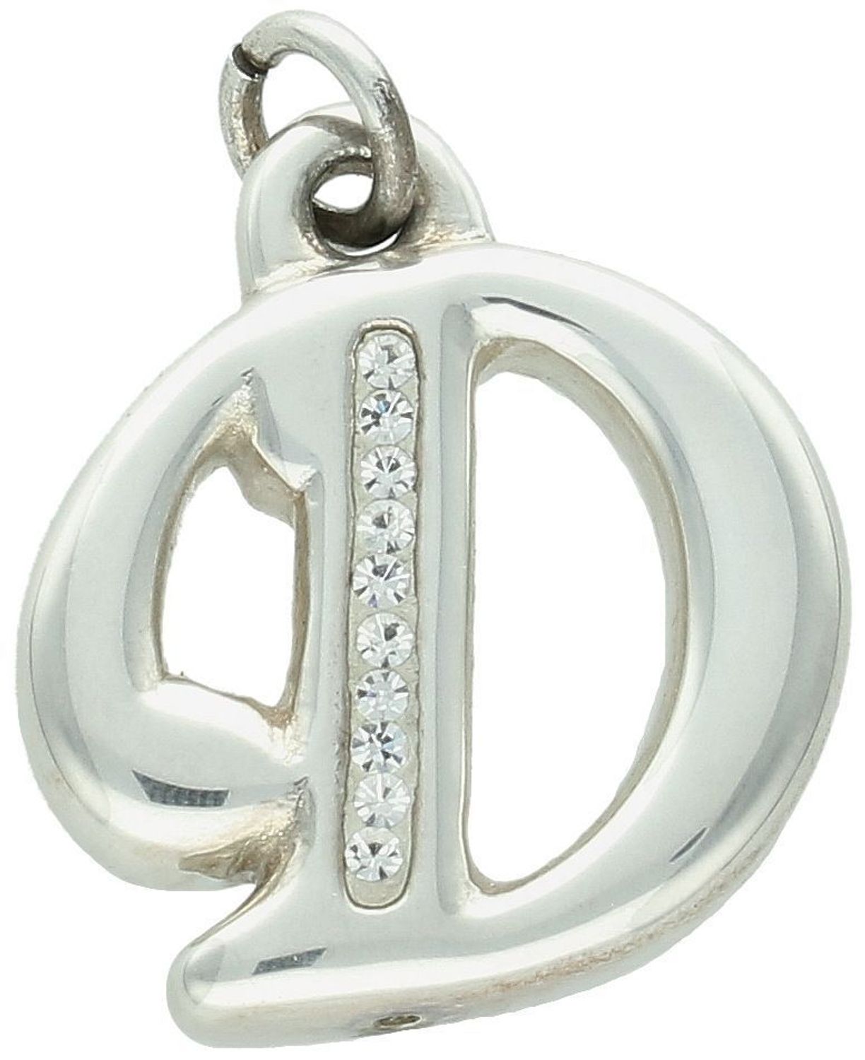 Zawieszka srebrna literka D zdobiona cyrkoniami próba 925, DIA-ZAW-LITERKA-D2-925 Piękna zawieszka srebrna w kształcie literki D, ozdobiona cyrkoniami, wykonana z wysokiej jakości srebra próby.jpg