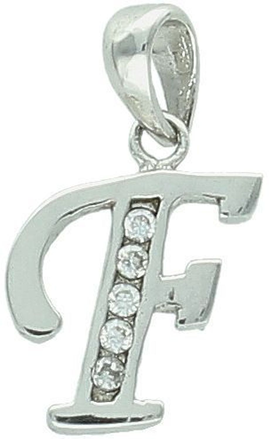 Stylowa zawieszka z literką F wykonana ze srebra próby 925. Lekka, elegancka, idealna jako prezent z przesłaniem. Wymiary 2 cm x 1 cm, waga 1 g.1.jpg