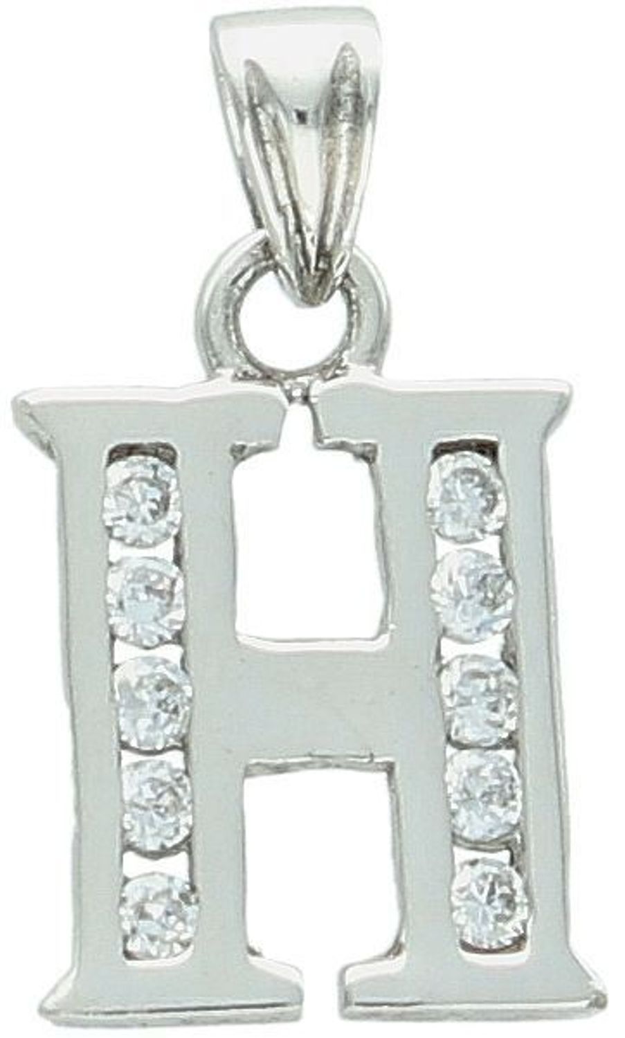 Zawieszka srebrna próba 925 literka H zdobiona cyrkoniami DIA-ZAW-LITERKA-H-925 Elegancka zawieszka w kształcie literki H, wykonana z wysokiej jakości srebra próby 925,1.jpg