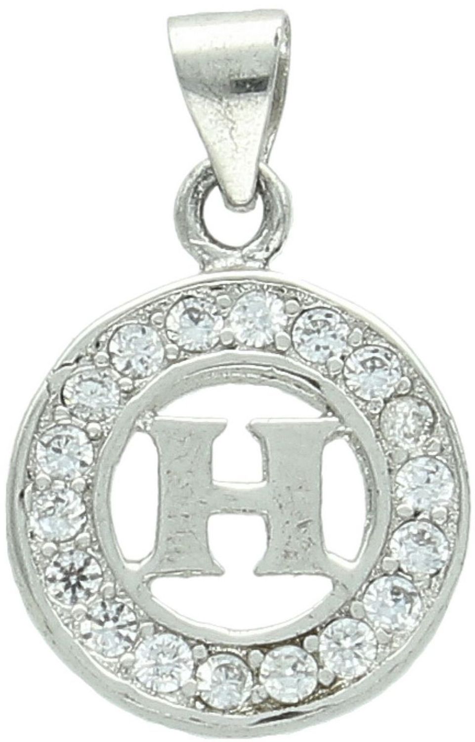 Zawieszka srebrna 925 DIA-ZAW-LITERKA-H2-925 – okrągła z literką H i cyrkoniami, 2,0x1,2 cm.jpg