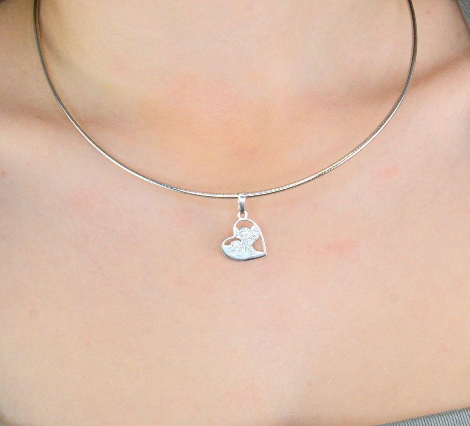 Zawieszka srebrne serce aniołki próba 925, DIA-ZAW-MDC091R-925.webp