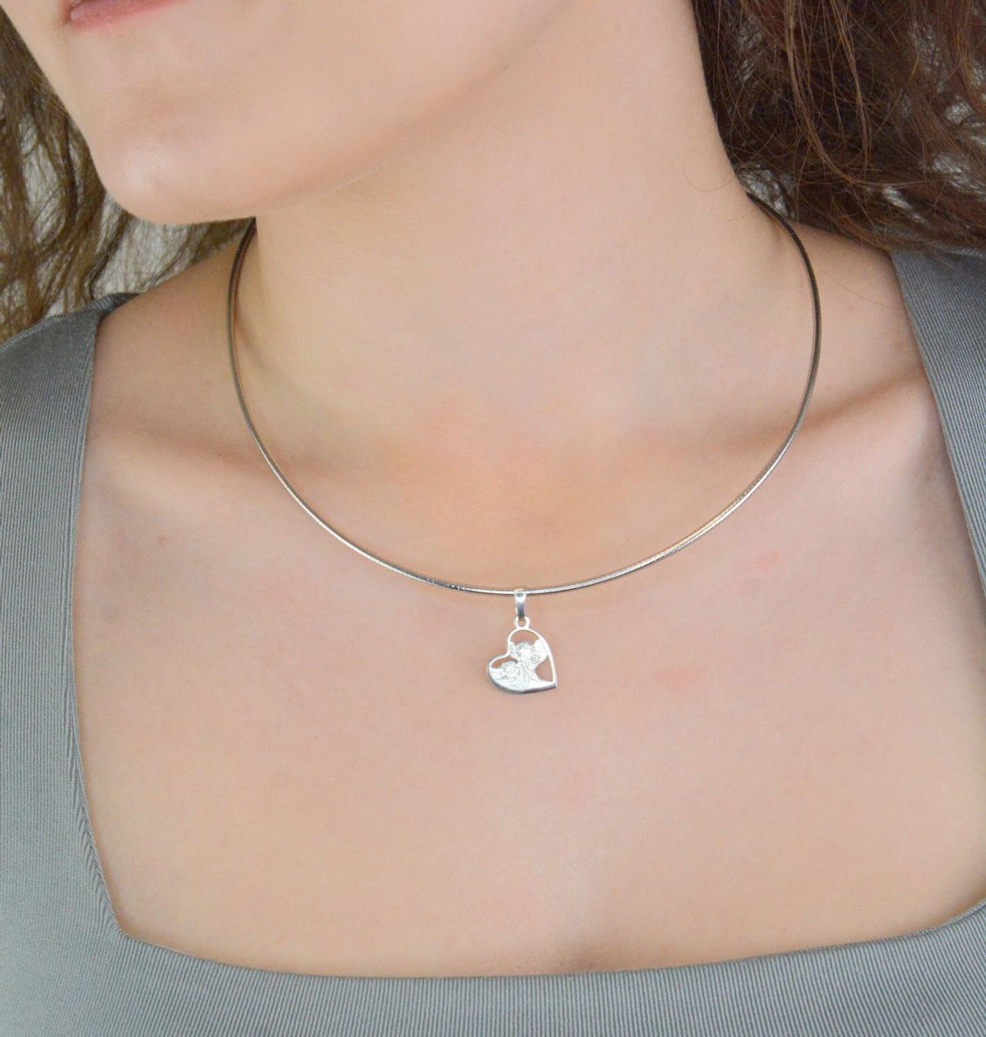 Zawieszka srebrne serce aniołki próba 925, DIA-ZAW-MDC091R-925.webp