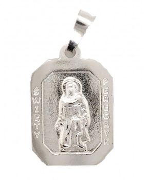 Medalik srebrny AG 925 ze Świętym Peregrynem. Wysokość 25 mm, szerokość 20 mm, klasyczny i elegancki dodatek religijny, waga 3,9 g.1.jpg
