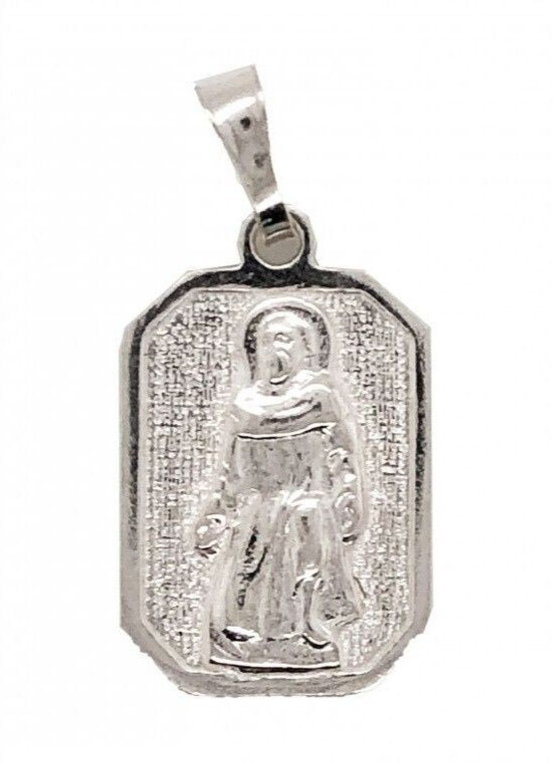 Delikatny medalik srebrny AG 925 ze Świętym Peregrynem. Wysokość 20 mm, szerokość 15 mm, klasyczny i elegancki dodatek religijny, waga 2,8 g.1.jpg