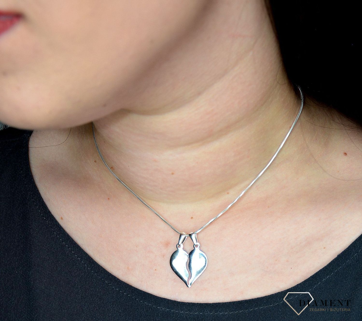 Zawieszka srebrna 925  łamane serce Best Friend Forever DIA-ZAW-MMAL0127S-925.jpg