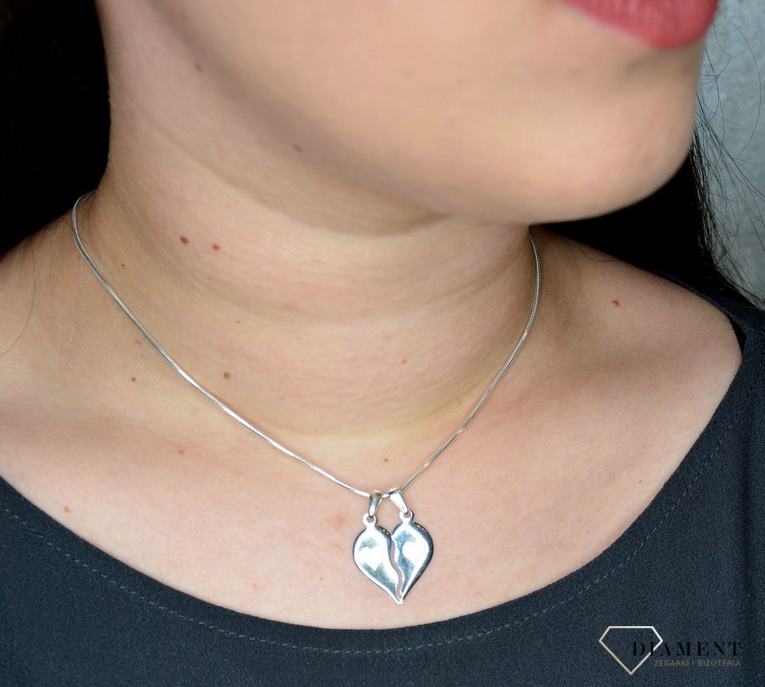 Zawieszka srebrna 925  łamane serce Best Friend Forever DIA-ZAW-MMAL0127S-925.jpg