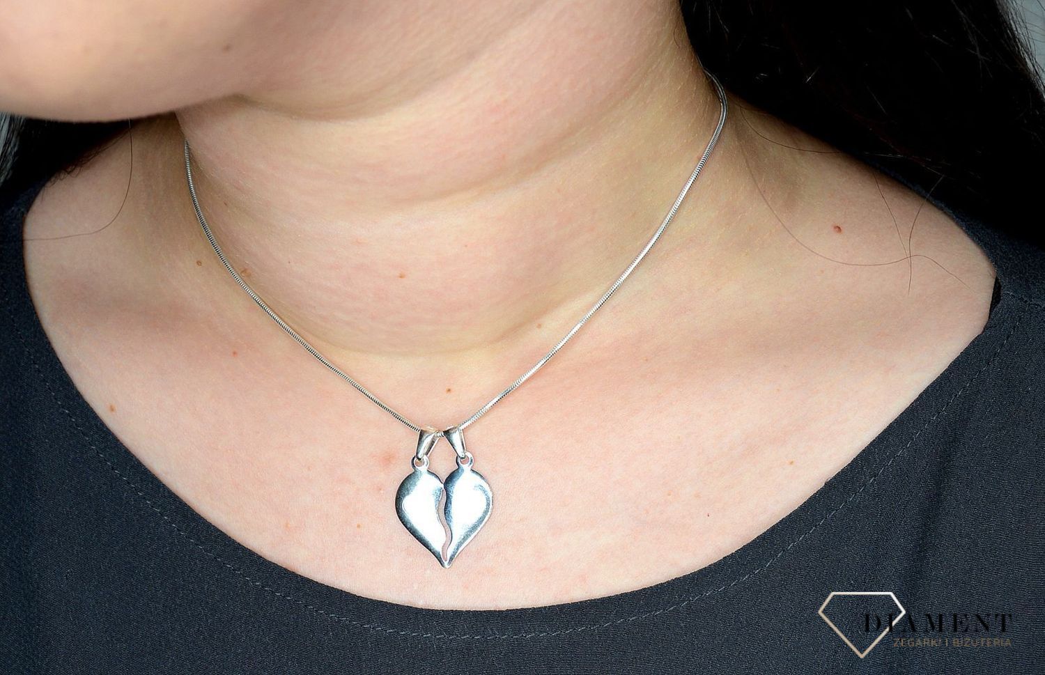 Zawieszka srebrna 925  łamane serce Best Friend Forever DIA-ZAW-MMAL0127S-925.jpg