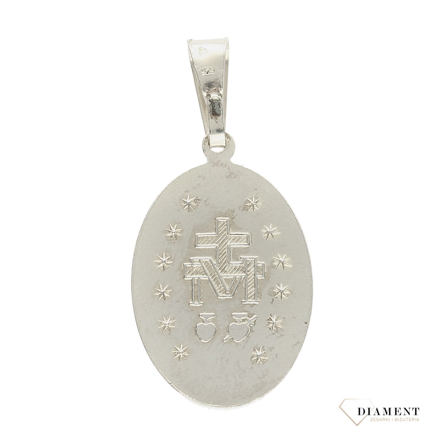 Zawieszka srebrna medalik 'O Maryjo bez grzechu poczęta' DIA-ZAW-MMAL0172S-925 (1).jpg