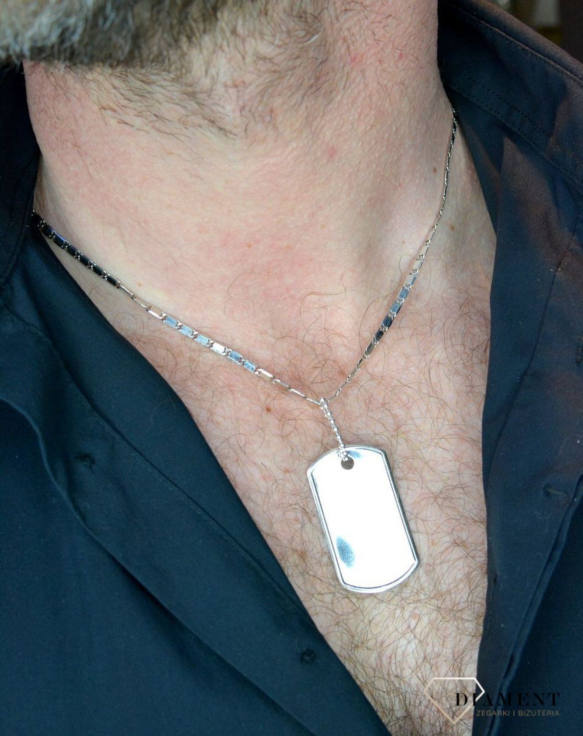 Zawieszka srebrna 925 nieśmiertelnik blaszka DIA-ZAW-NIESMIERTELNIK-925. Naszyjnik stalowy męski nieśmiertelnik z możliwością graweru. Do graweru. Blaszka dla mężczyzny. Na prezent.jpg
