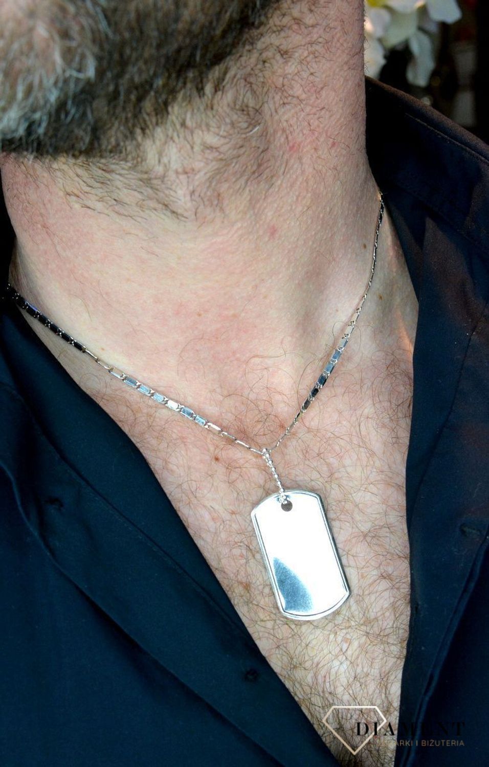 Zawieszka srebrna 925 nieśmiertelnik blaszka DIA-ZAW-NIESMIERTELNIK-925. Naszyjnik stalowy męski nieśmiertelnik z możliwością graweru. Do graweru. Blaszka dla mężczyzny. Na prezent.jpg
