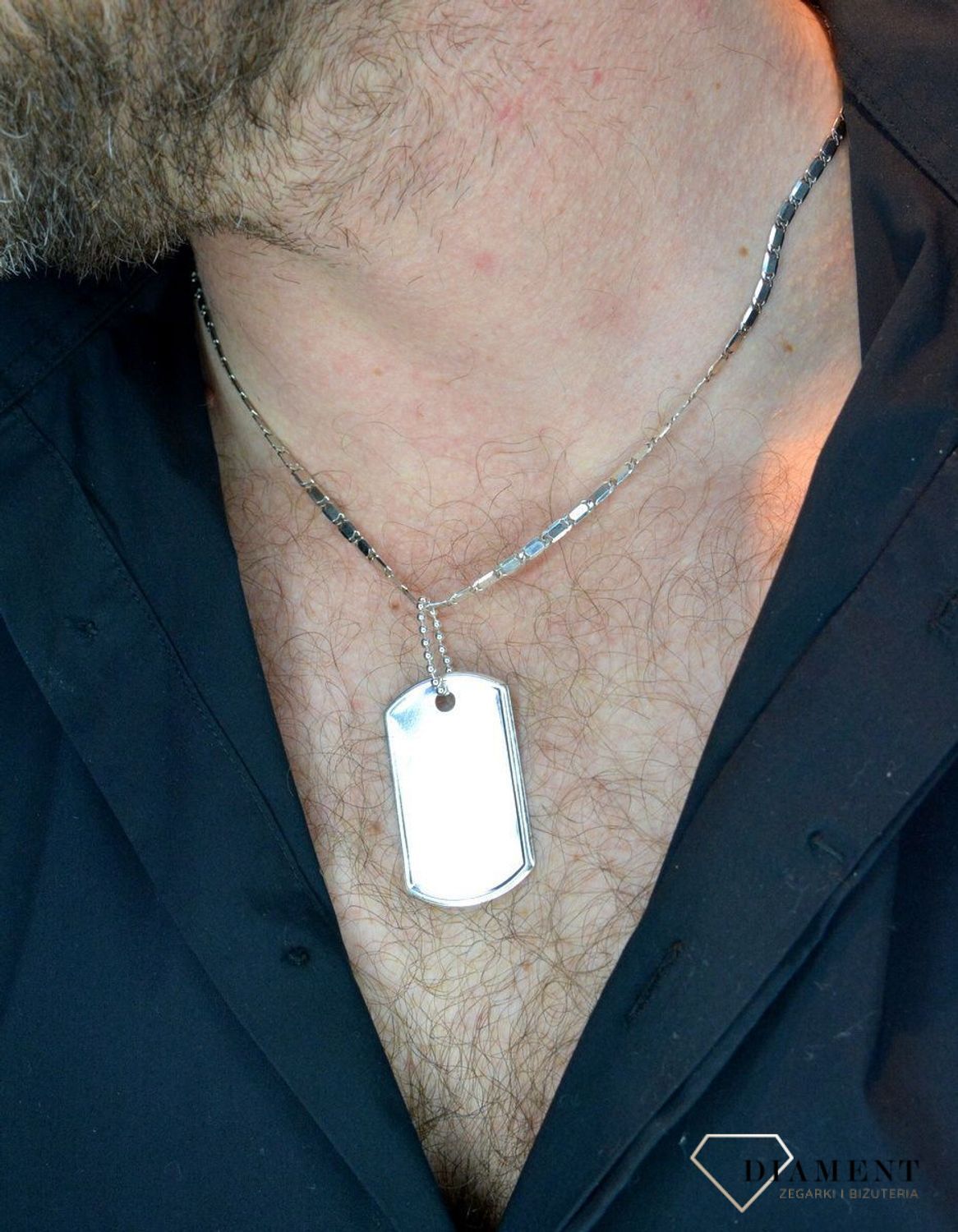 Zawieszka srebrna 925 nieśmiertelnik blaszka DIA-ZAW-NIESMIERTELNIK-925. Naszyjnik stalowy męski nieśmiertelnik z możliwością graweru. Do graweru. Blaszka dla mężczyzny. Na prezent.jpg