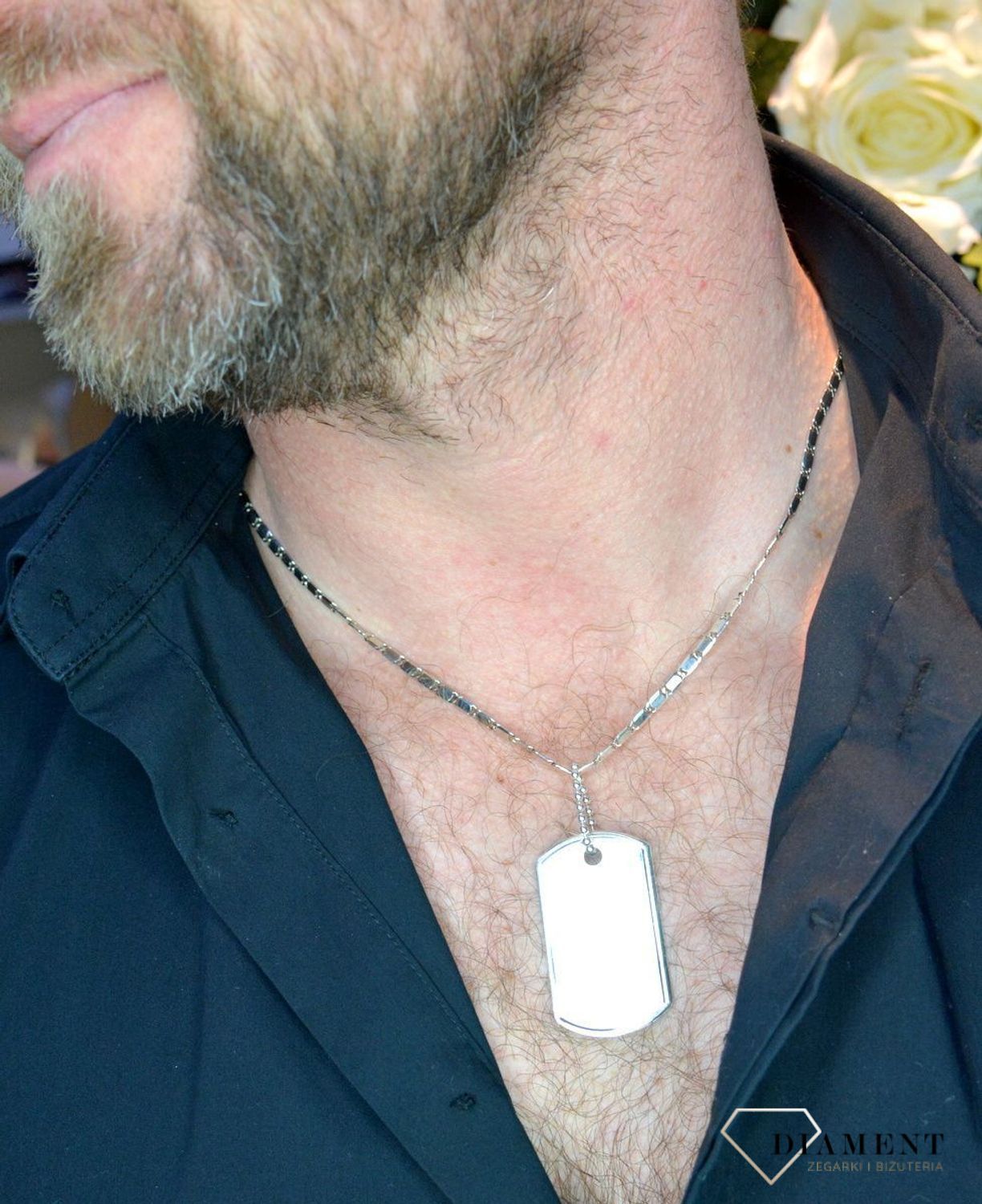 Zawieszka srebrna 925 nieśmiertelnik blaszka DIA-ZAW-NIESMIERTELNIK-925. Naszyjnik stalowy męski nieśmiertelnik z możliwością graweru. Do graweru. Blaszka dla mężczyzny. Na prezent.jpg