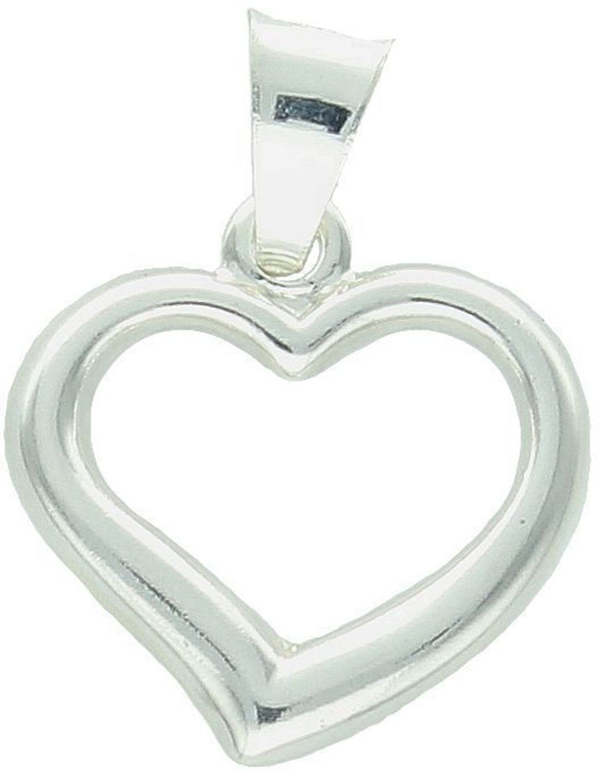Zawieszka damska srebrna 925 w kształcie serduszka z pustym środkiem. Subtelna i elegancka biżuteria o wymiarach 1,8 x 1,5 cm i wadze 0,95 g. Model DIA-ZAW-W066-925.1.jpg