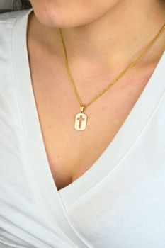 Męska zawieszka srebrna 925 blaszka z krzyżykiem pozłacana 2,5 cm (3).jpg