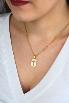 Męska zawieszka srebrna 925 blaszka z krzyżykiem pozłacana 2,5 cm (4).jpg