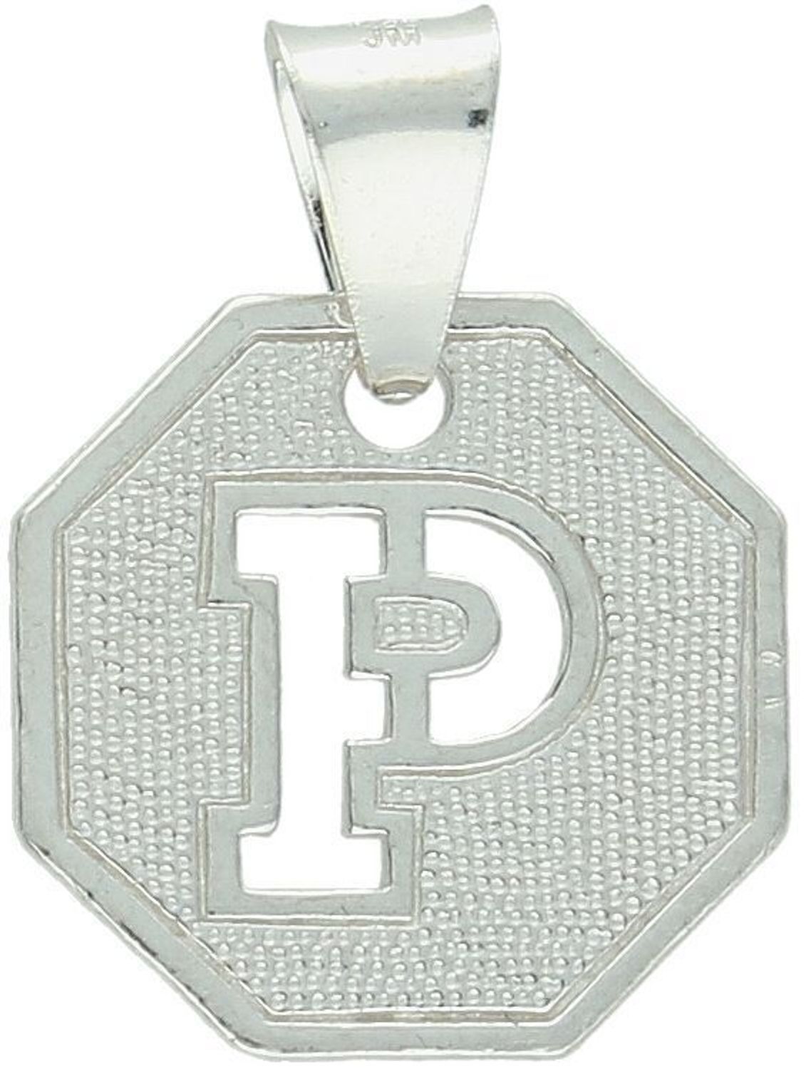Elegancka zawieszka srebrna z literką P, próba 925, wymiary 2,0 x 1,5 cm, waga 1,73 g. Idealna personalizowana biżuteria i prezent dla niej.1.jpg