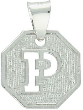 Elegancka zawieszka srebrna z literką P, próba 925, wymiary 2,0 x 1,5 cm, waga 1,73 g. Idealna personalizowana biżuteria i prezent dla niej.1.jpg