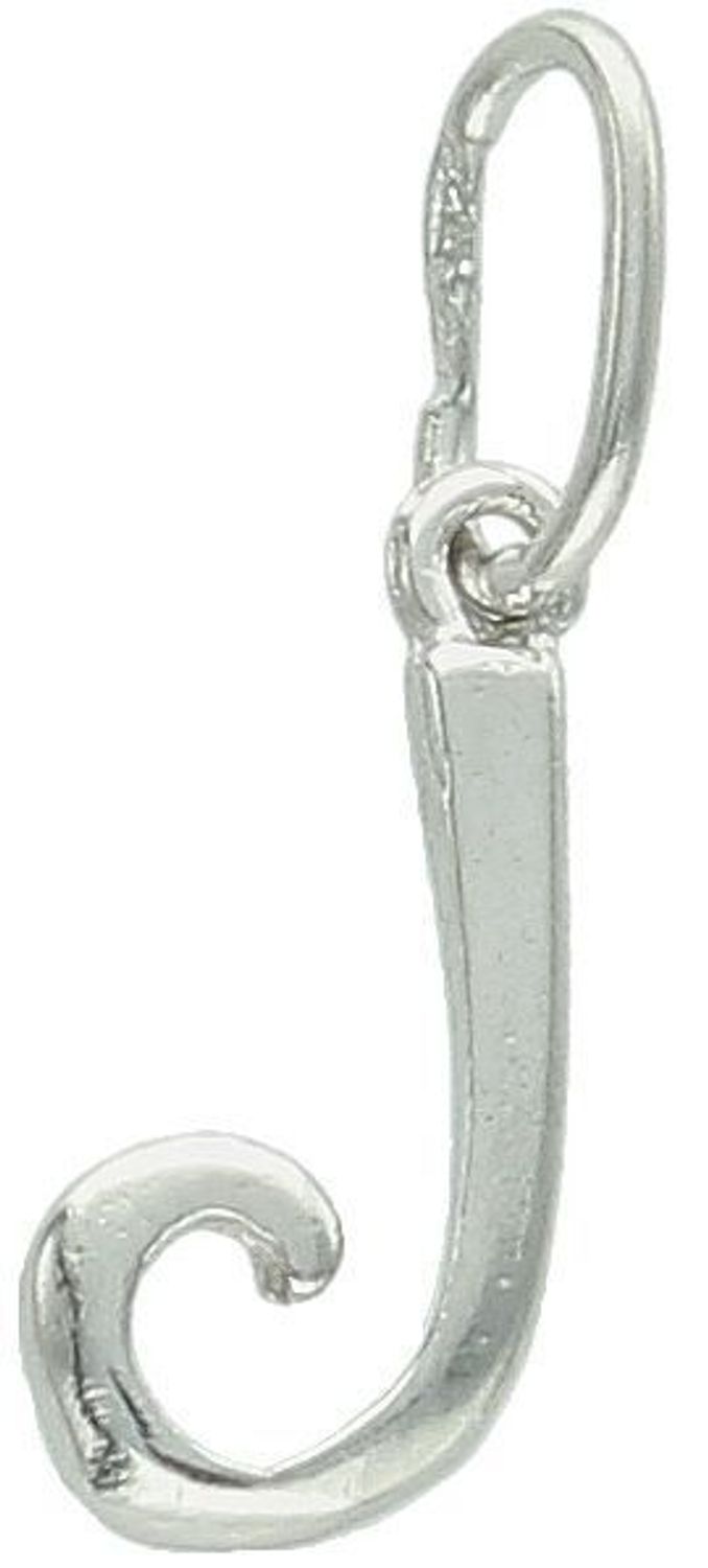 Zawieszka srebrna 925 z literką J, długość z oczkiem 1,8 cm, szerokość 5 mm, waga 0,33 g. Elegancka, minimalistyczna biżuteria personalizowana. Model DIA-ZAW-W324R-J-925.1.jpg