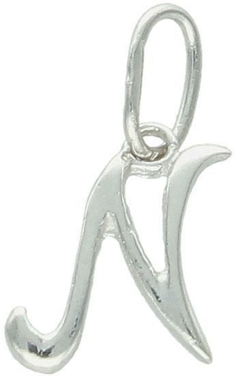 Zawieszka srebrna 925 z literką N, długość z oczkiem 1,5 cm, szerokość 8 mm, waga 0,33 g. Stylowa, personalizowana biżuteria. Model DIA-ZAW-W324R-N-925.1.jpg