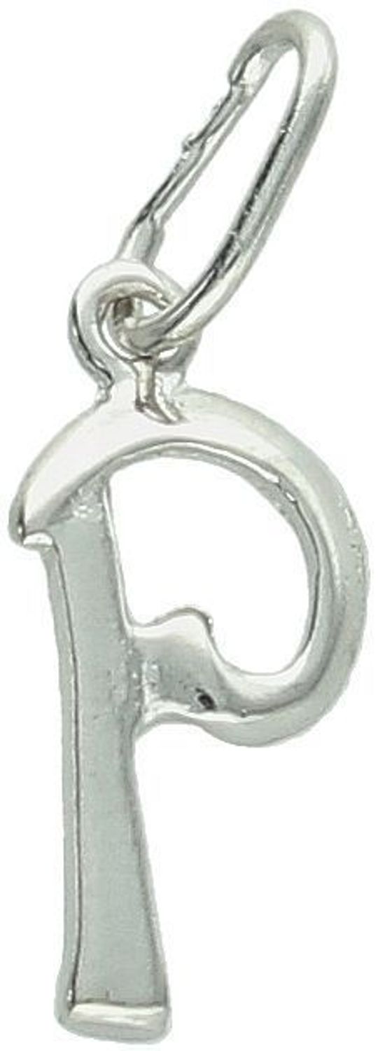 Zawieszka srebrna 925 z literką P, długość z oczkiem 2,0 cm, szerokość 5 mm. Elegancka i minimalistyczna biżuteria personalizowana. Model DIA-ZAW-W324R-P-925.11.jpg