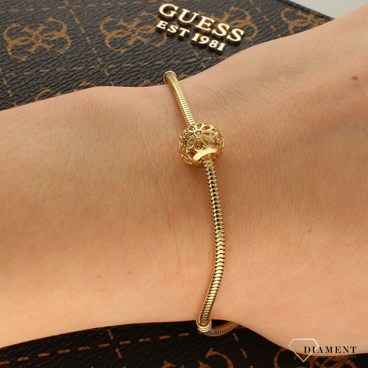 Złota zawieszka charms do bransoletki typu Pandora 585 ażurowa, kwiatek DIA-ZAW-ZA5947-585.jpg