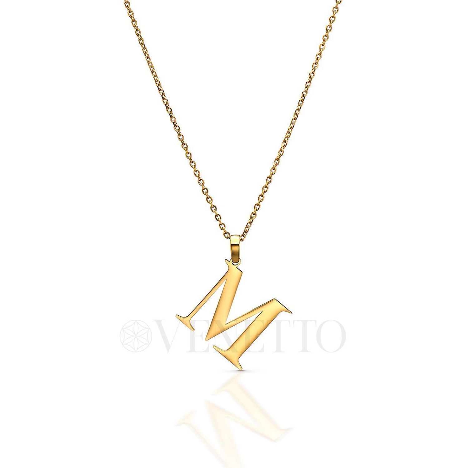 Stalowa zawieszka pozłacana Literka M 2,5 cm DIA-ZAW-ZM10819-STAL..JPEG