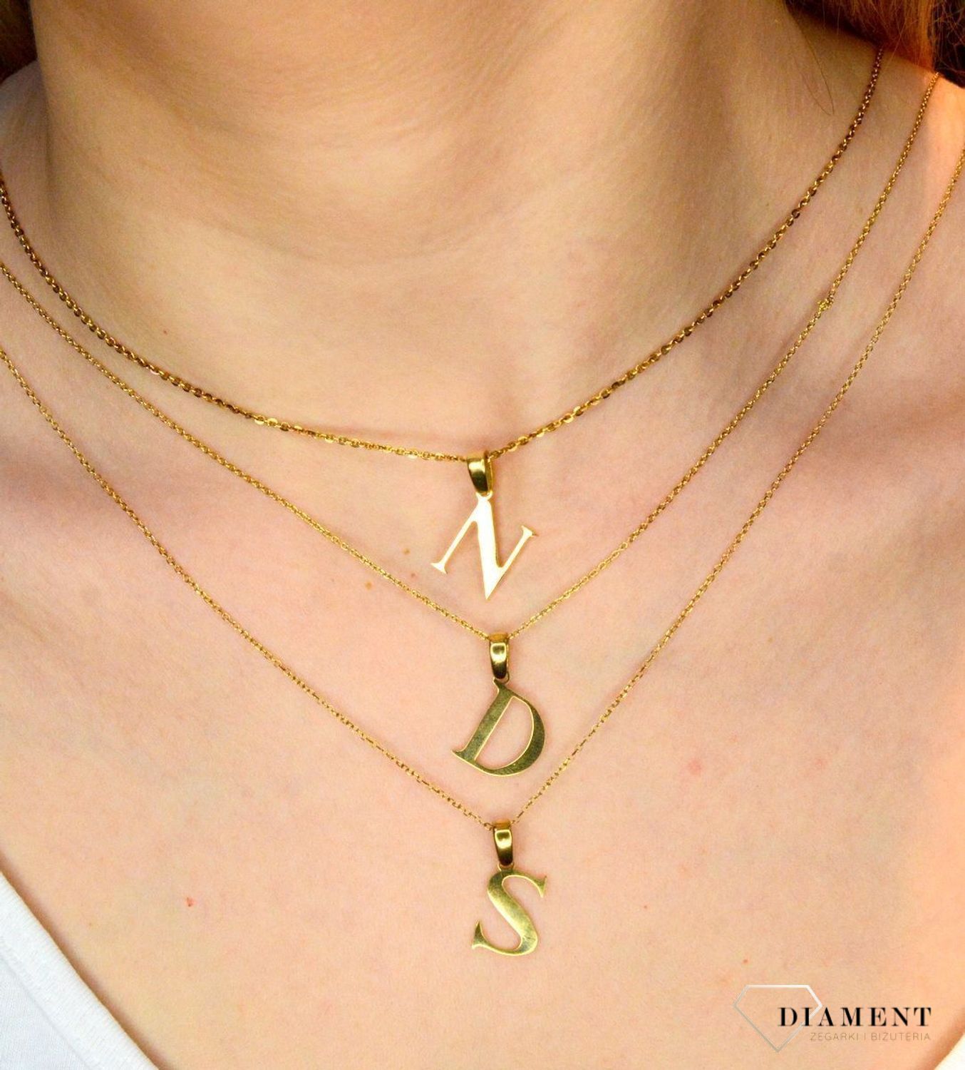 Stalowa zawieszka pozłacana Literka N 1,5 cm DIA-ZAW-ZN20617-STAL.JPEG