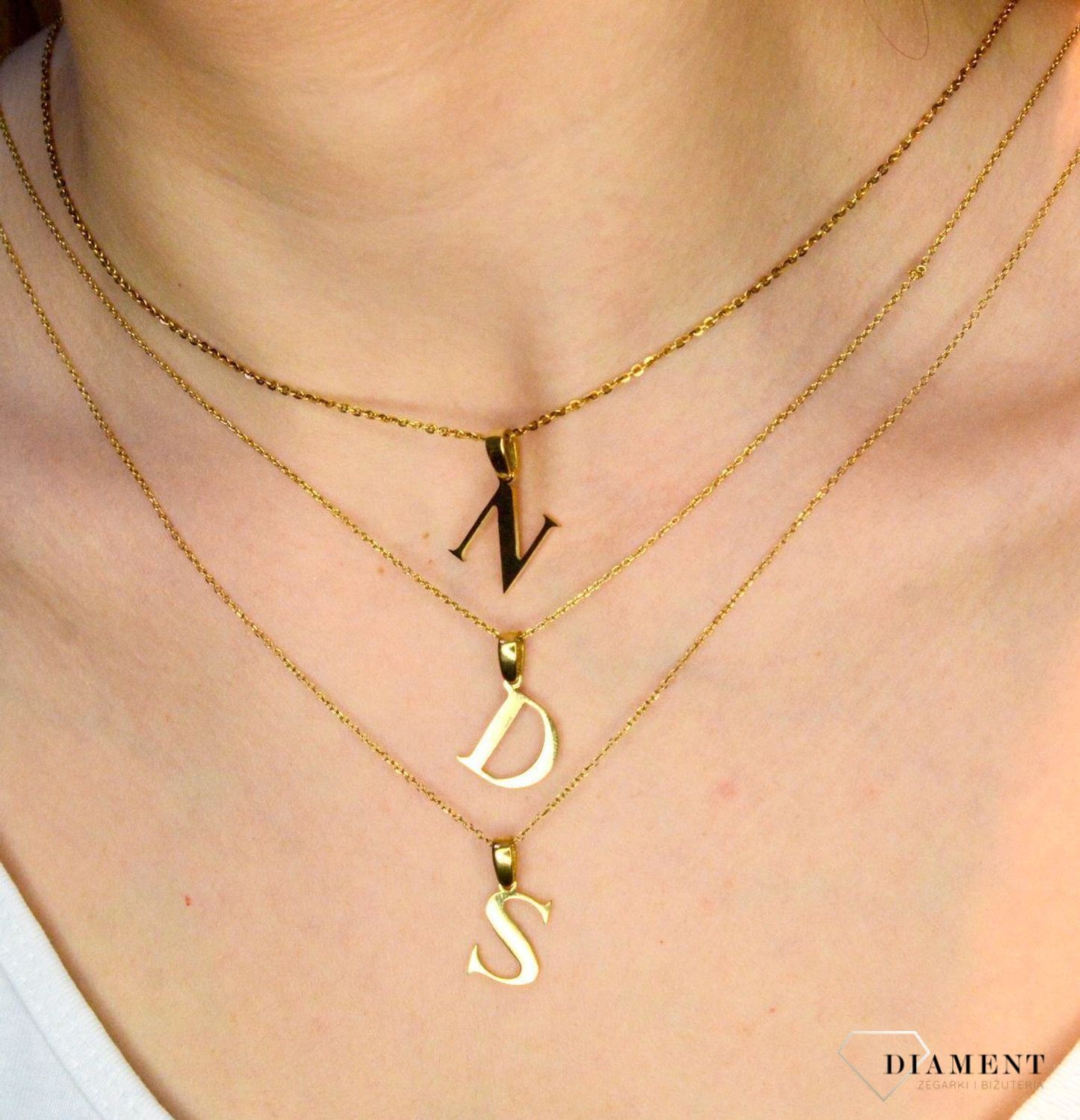 Stalowa zawieszka pozłacana Literka N 1,5 cm DIA-ZAW-ZN20617-STAL.JPEG