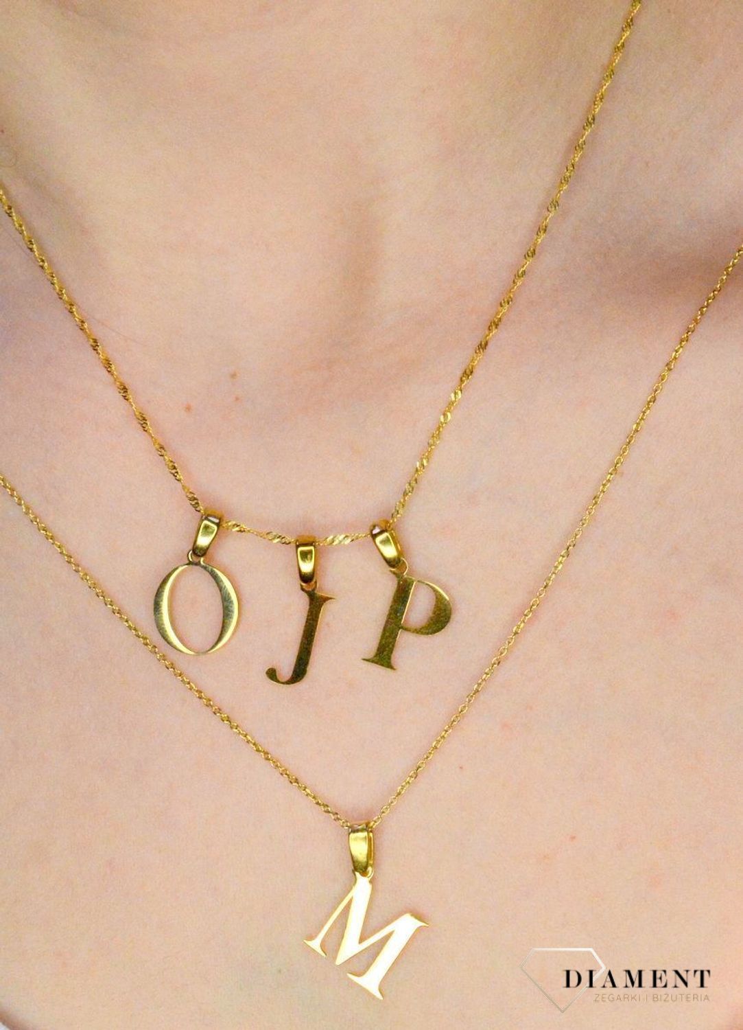 Stalowa zawieszka pozłacana Literka P 1,5 cm DIA-ZAW-ZP20617-STAL..JPEG