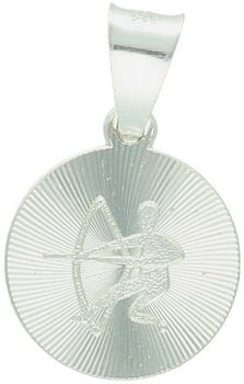 Elegancka srebrna zawieszka z grawerowanym symbolem znaku zodiaku Strzelec. Wykonana ze srebra 925, idealna na prezent lub osobisty amulet. Sprawdź ofertę!1.jpg