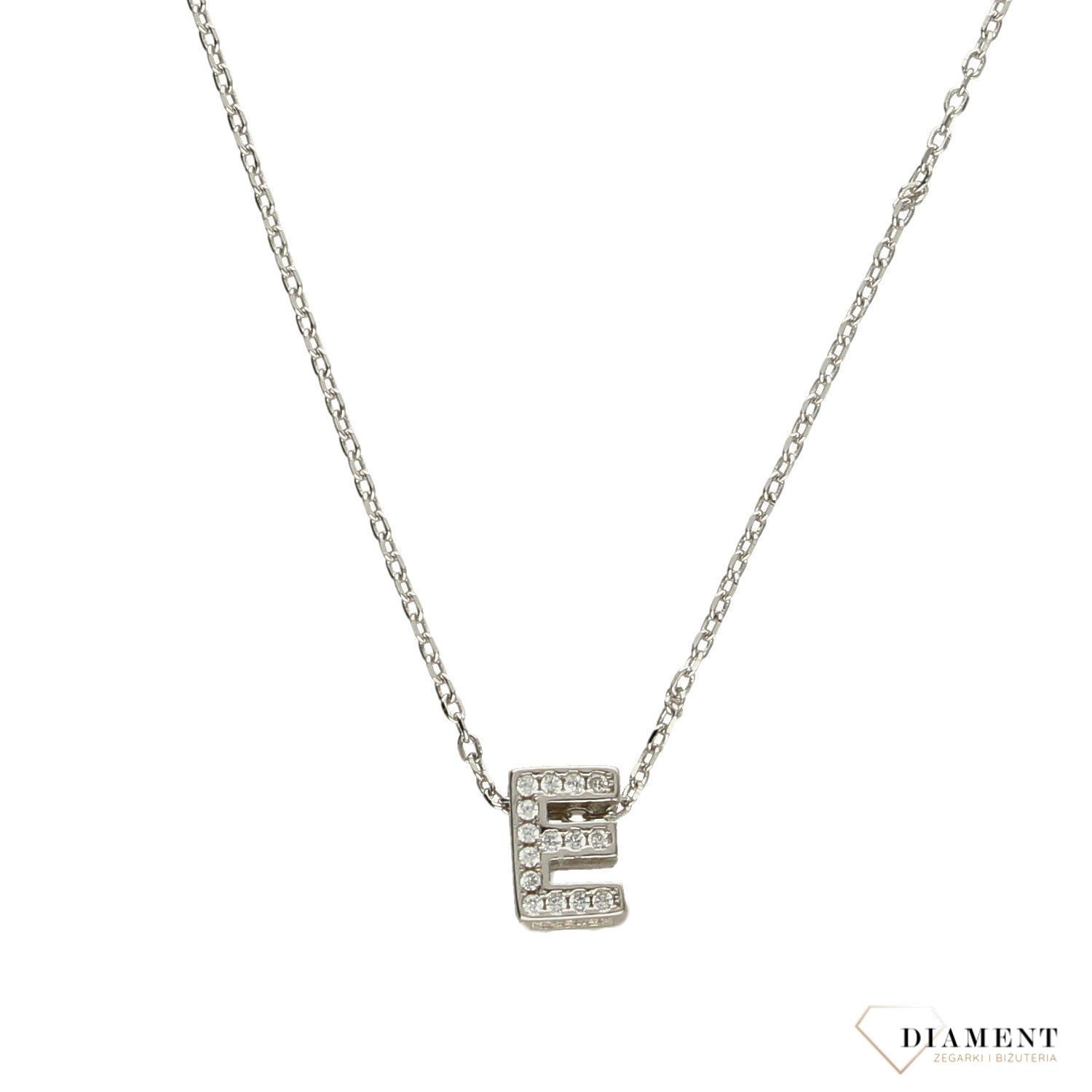 Naszyjnik z literką E wysadzany cyrkoniami DIA-ZAW-literkaE-925-0,5.jpg