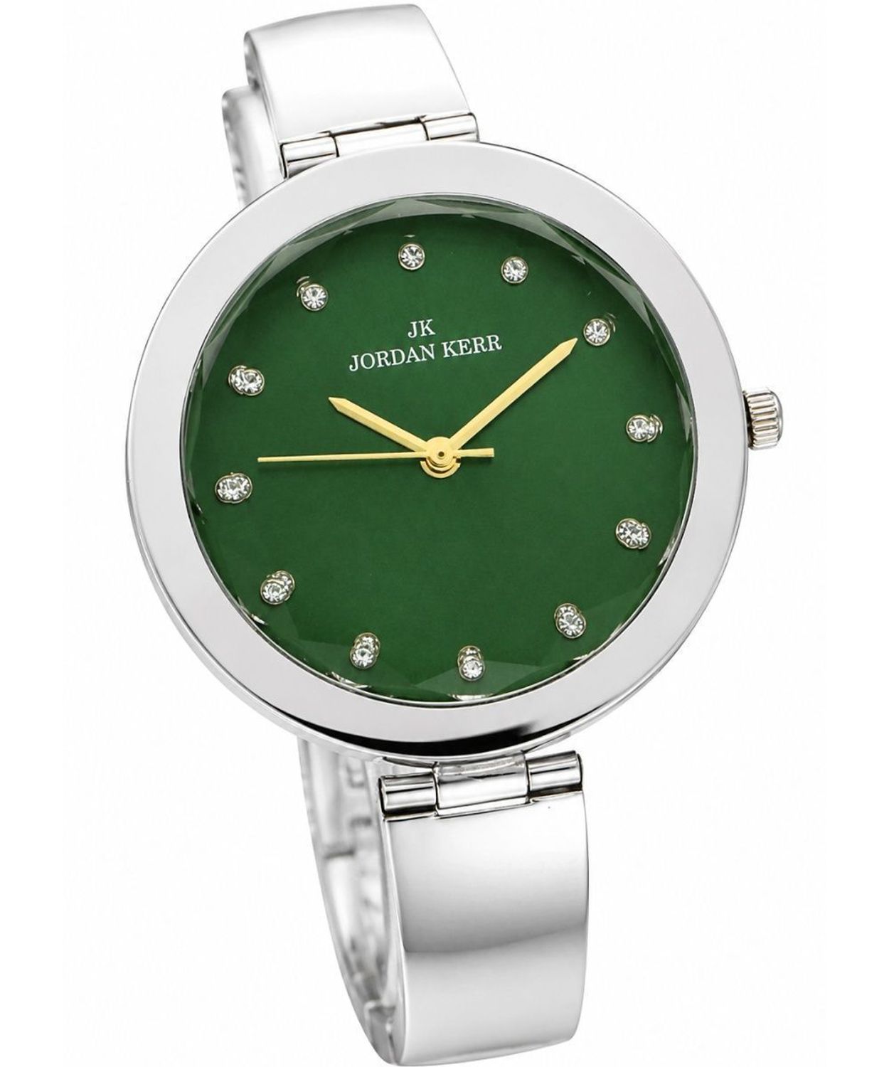 Srebrny damski zegarek 925 z zieloną tarczą - duży elegancki zegarek damski na bransolecie green.jpg