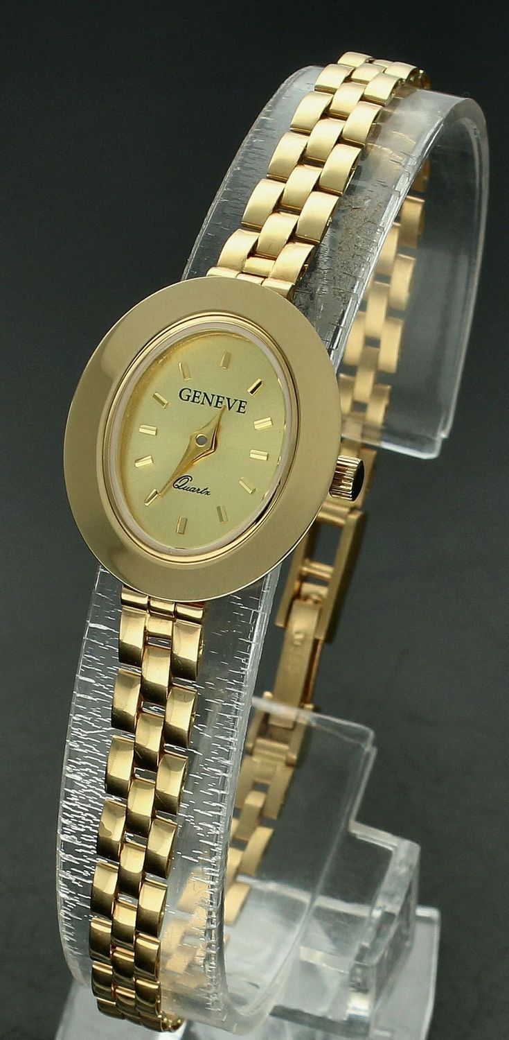 Zegarek złoty damski GENEVE próba 585, DIA-ZEG-12143-585 Czasomierz posiada tarczę w nieskazitelnym złotym kolorze emanującą subtelnością. Elegancka bransoleta biżuteryjna sprawia,.jpg