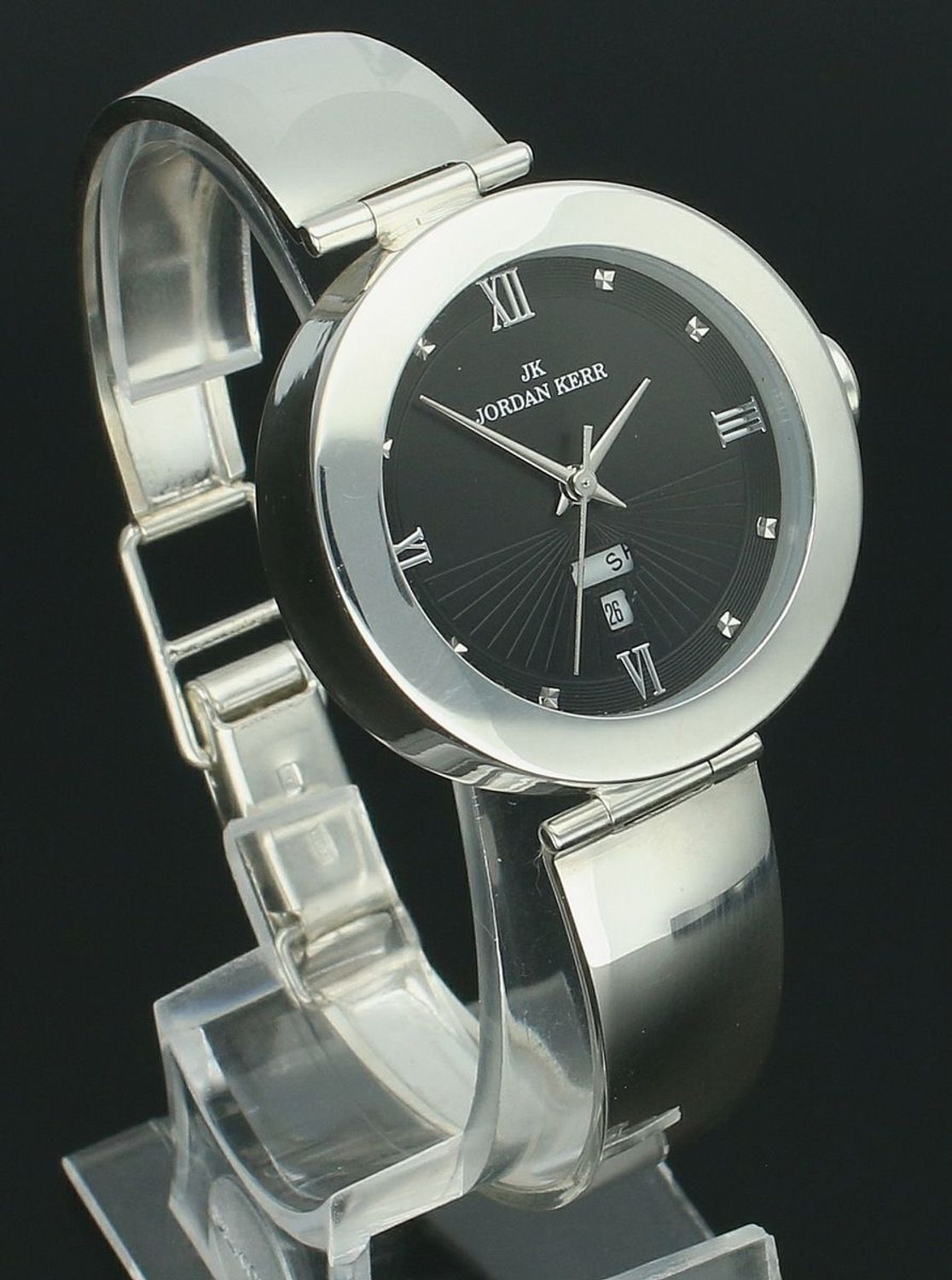 Zegarek Damski Jordan Kerr DIA-ZEG-13256-925 Srebrny 925 Czarna Tarcza Podwójny Datownik (2).jpg