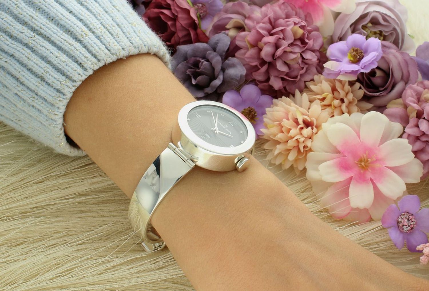 Zegarek Damski Jordan Kerr DIA-ZEG-13256-925 Srebrny 925 Czarna Tarcza Podwójny Datownik (2).jpg