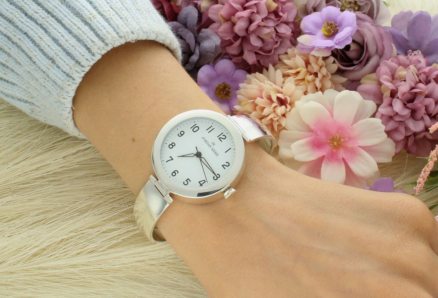 Zegarek Damski Jordan Kerr DIA-ZEG-13257-925 Srebrny 925 Biała Tarcza Cyfry Arabskie Grawer (2).jpg