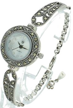 Elegancki zegarek damski ze srebra 925 o wadze 19,6 g. Zdobiony markazytami, koperta 2,4 cm, bransoletka 17+3 cm. W cenie grawer gratis – idealny na prezent.11.jpg