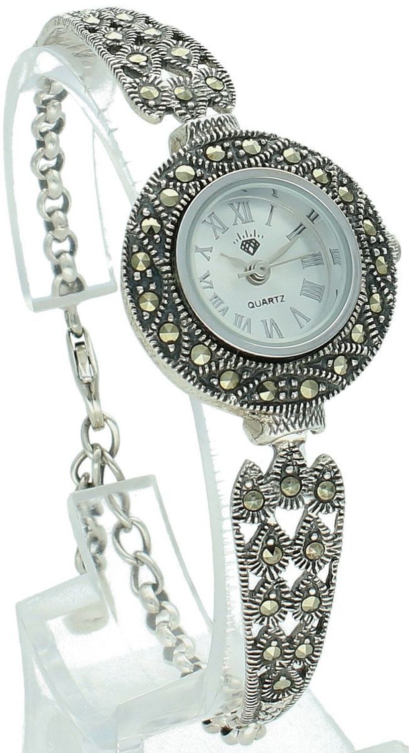 Elegancki zegarek damski ze srebra 925, waga 19 g. Koperta 2,4 cm, regulowana bransoletka 16+2 cm, zdobiony markazytami. Grawer gratis – idealny na prezent.11.jpg