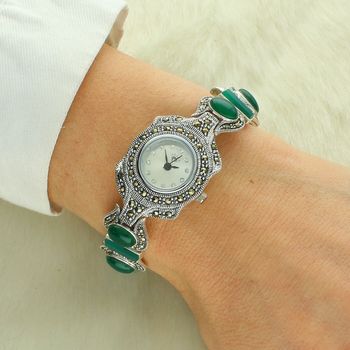 Srebrny zegarek 925 z markazytami i malachitem – elegancki model biżuteryjny (2).jpg