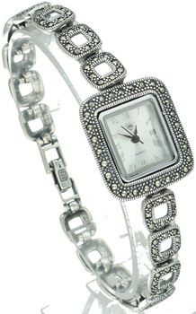 Damski zegarek srebrny 925 z markazytami – model DIA-ZEG-13848-925. Elegancki design, prostokątna tarcza, długość 21 cm, waga 40 g.1.jpg